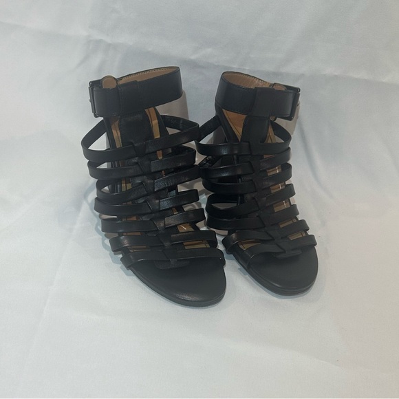 Vionic Sami Gladiator Cage Sandals Black Leather Size 7 EUC - Picture 4 of 9